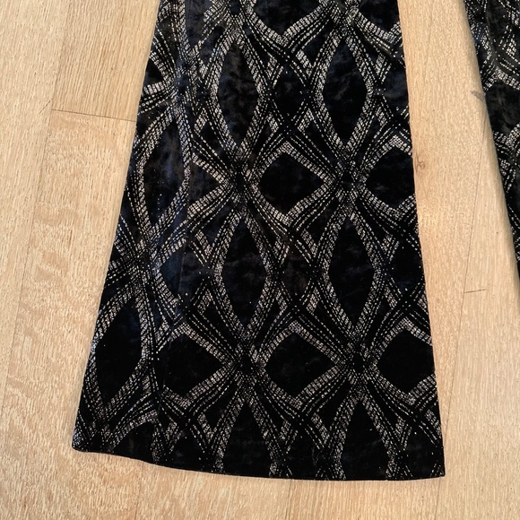 ZARA Velvet Glitter Geometric Flared Pants — Black & Taupe/Silver — XS — NWT - Picture 7 of 13